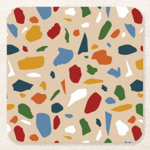 Terrazzo Mönster Colorful Underlägg Papper Kvadrat