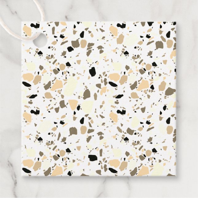 Terrazzo Mönster Hand plockade minimal Sepia Gåvor Etiketter (Framsida)