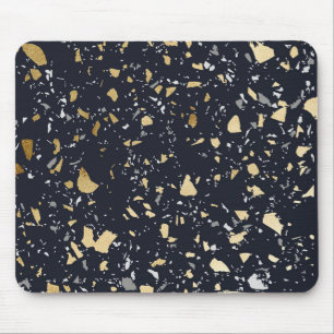 Terrazzo Mönster Navy & Guld Abstrakt Musmatta