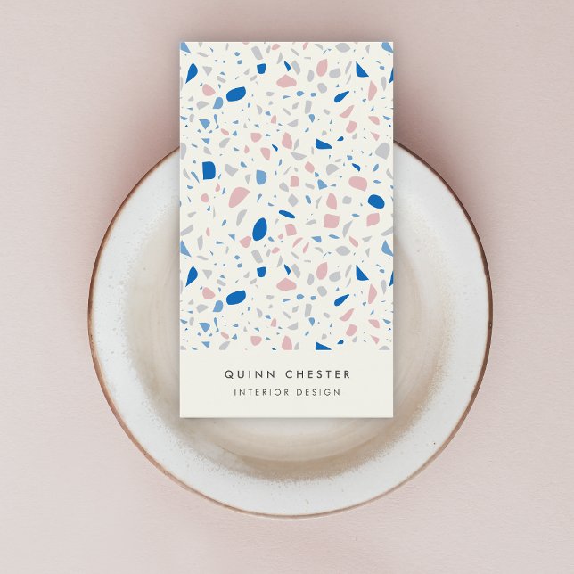 Terrazzo Mönster Neutralt Natural Elegant Visitkort (Skapare uppladdad)