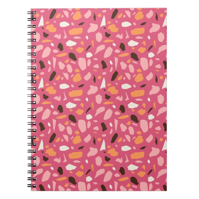 Terrazzo Mönster Rosa Anteckningsbok (Framsidan)