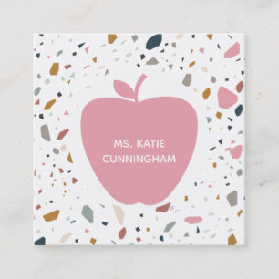 Terrazzo Mönster Rosa Apple-lärare Fyrkantigt Visitkort