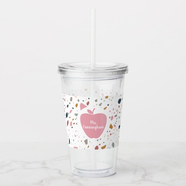 Terrazzo Mönster Rosa Apple-lärare Take Away Mugg (Framsida)