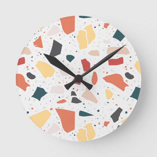 Terrazzo Mönster Rund Klocka (Framsida)