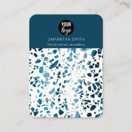 Terrazzo Mosaic Blue 3 Stud Earring Visning Card Visitkort