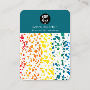 Terrazzo Mosaic Colorful Necklace Visning Card Visitkort