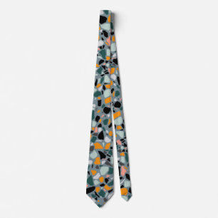 Terrazzo Neck Tie i orange, svart lax evergreen Slips