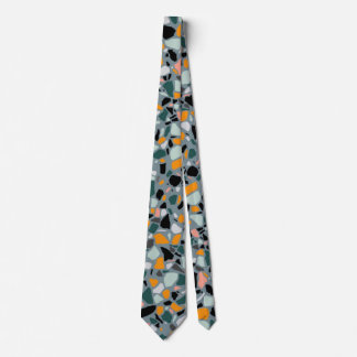 Terrazzo Neck Tie i orange, svart lax evergreen Slips
