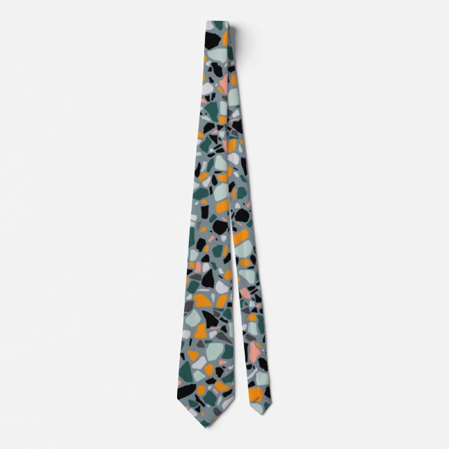 Terrazzo Neck Tie i orange, svart lax evergreen Slips (Framsida)