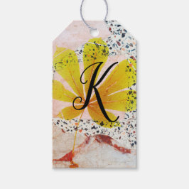 Terrazzo och botaniskt monogram presentetikett