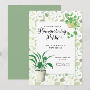 Terrazzo och Houseplant Grönt Houseworkteknik Part Inbjudningar