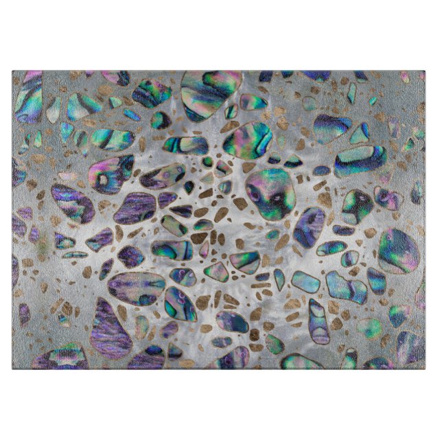 Terrazzo - pärlemorfärg mosaisk Abalone och guld (Framsidan)