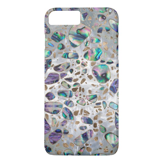 Terrazzo - pärlemorfärg mosaisk Abalone och guld Case-Mate iPhone Skal (Baksida)