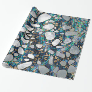 Terrazzo - pärlemorfärg mosaisk Abalone och guld Presentpapper