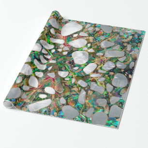 Terrazzo - pärlemorfärg mosaisk Abalone och guld Presentpapper