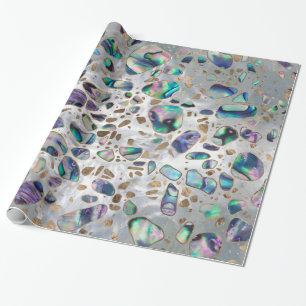 Terrazzo - pärlemorfärg mosaisk Abalone och guld Presentpapper
