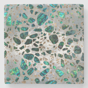 Terrazzo - pärlemorfärg mosaisk Abalone och guld Stenunderlägg