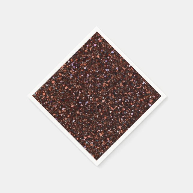 Terrazzo Retro Brown Black Tan Brown Elegant Pappersservett (Hörn)