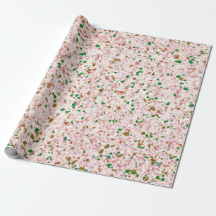 Terrazzo Retro Rosa Grönt Vintage Mönster Design Presentpapper