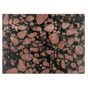 Terrazzo - rosa kvartar och guld på marmor #2