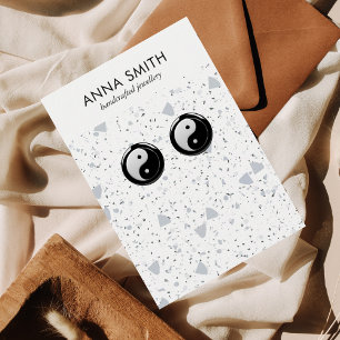 Terrazzo Stone Grått minimal marble Earring Visnin Visitkort