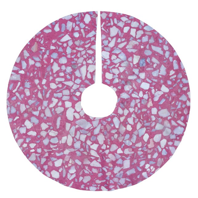Terrazzo Struktur: Rosa White Elegance. Julgransmatta Borstad Polyester (Framsidan)