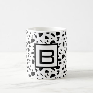 Terrazzo svartvit monogram kaffemugg
