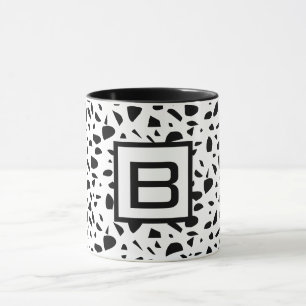 Terrazzo svartvit monogram mugg