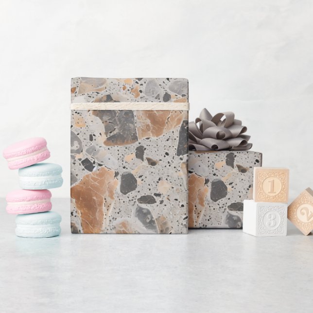 Terrazzo Textured Stone Skriv ut Papper utrullning Presentpapper (Baby Shower)