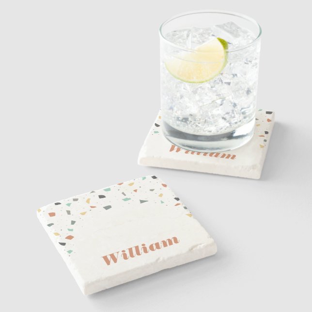 Terrazzo Tile Confetti Modern Stil Earth Tones Stenunderlägg (Sidan)