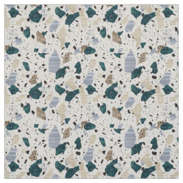 Terrazzo Tile Mönster - Grönt om Cream Fabric Tyg