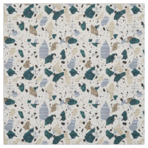 Terrazzo Tile Mönster - Grönt om Cream Fabric Tyg