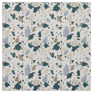 Terrazzo Tile Mönster - Grönt om Cream Fabric Tyg