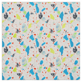 Terrazzo Tile Mönster - Neon on White Fabric Tyg