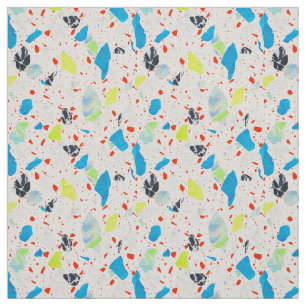 Terrazzo Tile Mönster - Neon on White Fabric Tyg