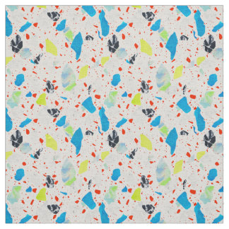 Terrazzo Tile Mönster - Neon on White Fabric Tyg