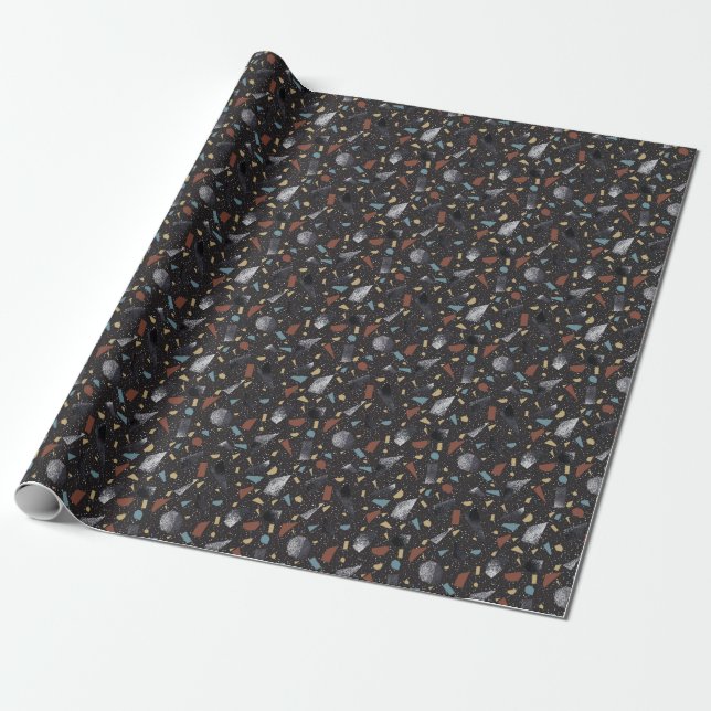 Terrazzo Vintage Yta Design Presentpapper (Utrullad)