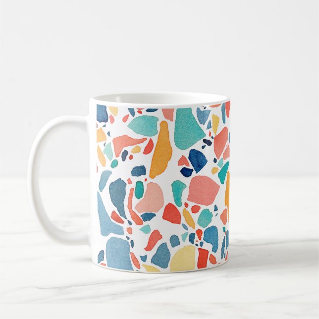 Terrazzo Watercolor: Colorful Seamless Mönster. Kaffemugg (Vänster)