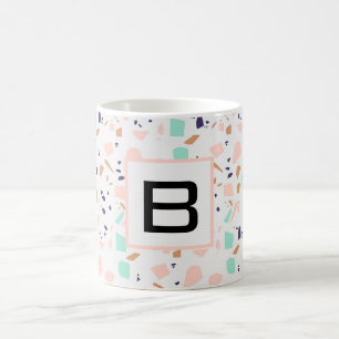 Terrazzo white myntmynta monogram kaffemugg