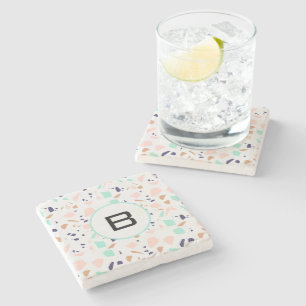 Terrazzo white  myntmynta monogram stenunderlägg