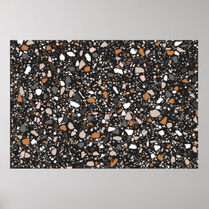 Terrazzos flytande sömlösa mönster i mörk färg. poster