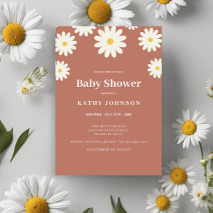 Terrcotta Daisy Baby Shower Girl Inbjudningar