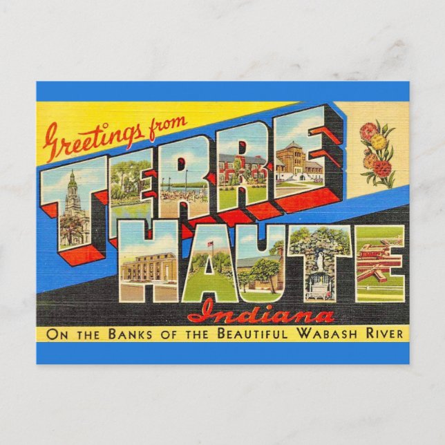 Terre Haute Indiana Vintage vykort (Framsida)