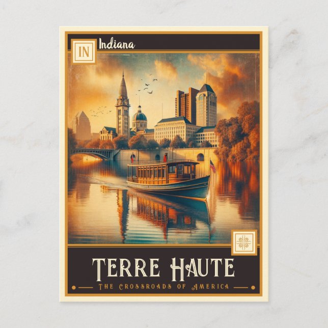 Terre Haute, Indiana | VINTAGE Vykort (Framsida)