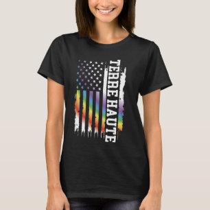 Terre Haute United Stater Distress Rainbow w USA T Shirt