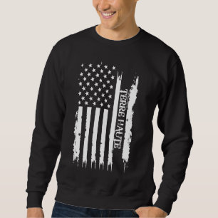 Terre Haute United Stater Distress w US Flagga Lång Ärmad Tröja