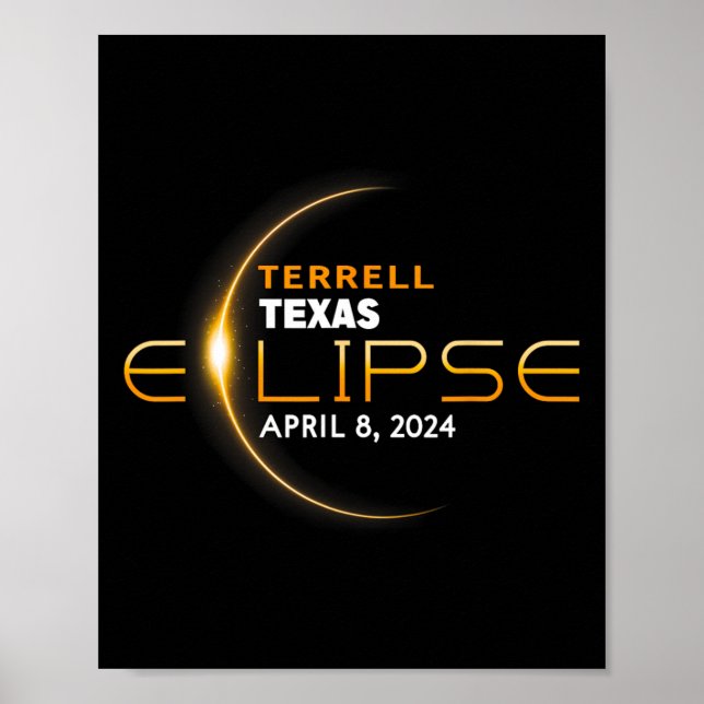 Terrell Texas Total Solar Eclipse 2024 Poster (Framsidan)