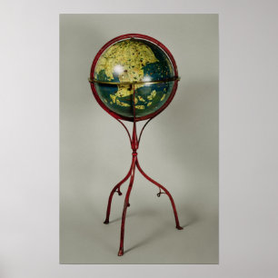 Terrestrial Globe, tillverkad i Nürnberg 1492 Poster