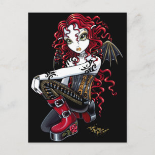 Terri Red Tattooed Älva Postcard Vykort