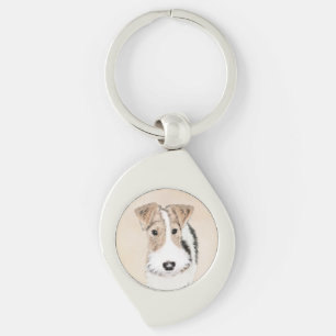 Terriärmålning för trådfox - Cute Original Hun Swirl Silverfärgad Nyckelring